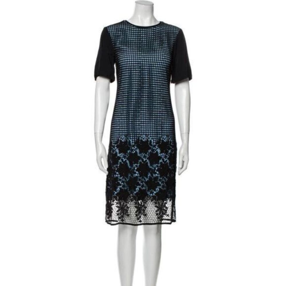 TIBI Black Printed Knee-Length Shift Dress US 6